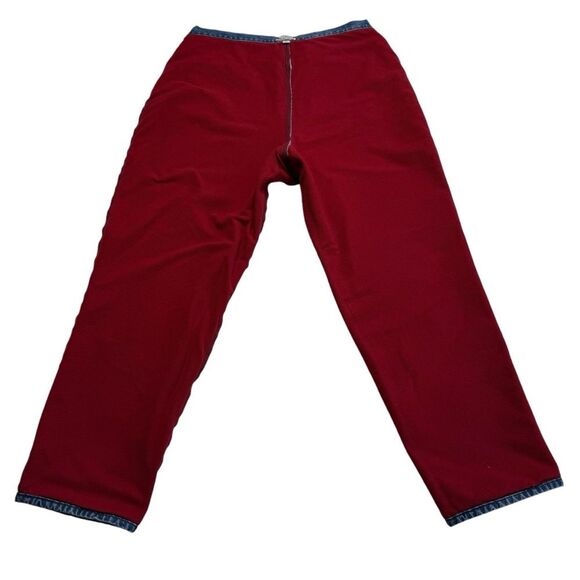 LL Bean Original Fit Relaxed Hi Rise Red Fleece Lined Blue Jeans Sz 20 M/T - Picture 6 of 15